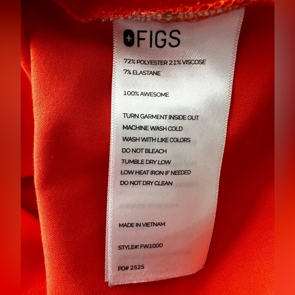 Figs Catarina Scrub Top in Sunset Orange Size Medium Fall Halloween - Picture 4 of 5